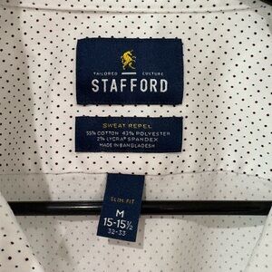Stafford White Polka Dot Shirt